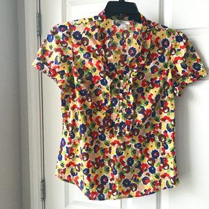Loft Short Sleeve Floral Blouse